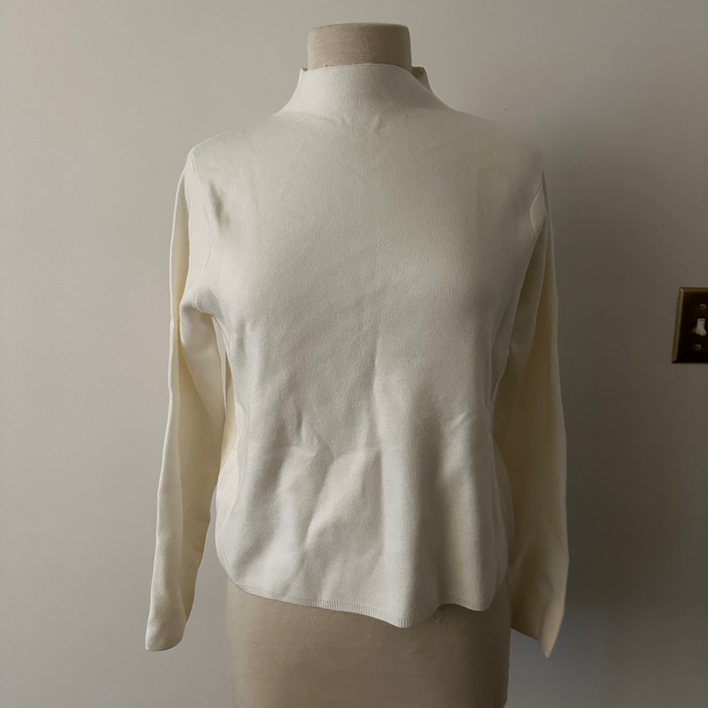 Mango White Mockneck Sweater